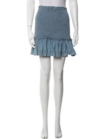 Pre-owned Veronica Beard Embroidered Accent Mini Skirt In Blue