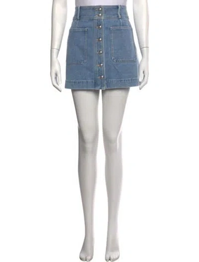 Pre-owned Veronica Beard Embroidered Accent Mini Skirt W/ Tags In Blue