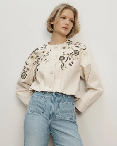 Veronica Beard Emeren Embroidered Jacket In Sand
