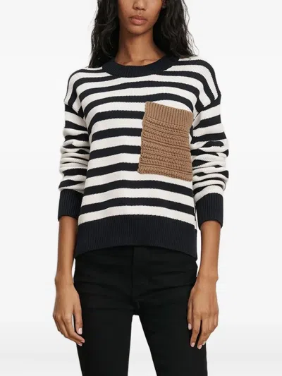 Veronica Beard Emile Striped-pattern Long-sleeve Sweater In Multi