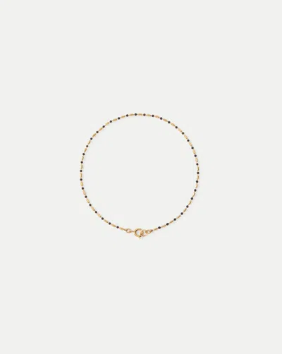 Veronica Beard Enamel Bead Chain Anklet In Black