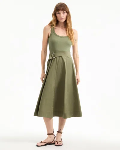 Veronica Beard Ennis Belted Midi Dress In Green