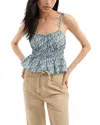 Veronica Beard Erving Floral Peplum Top In Gray