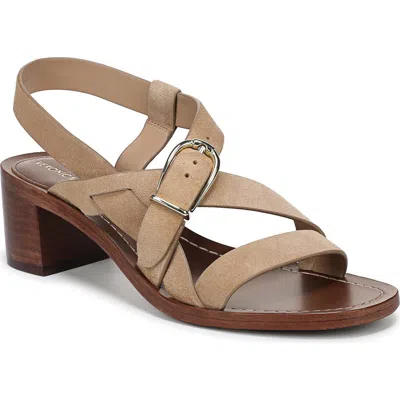 Veronica Beard Etta Suede Mid-heel Sandal In Brown