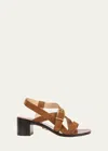 Veronica Beard Etta Strappy Leather Buckle Sandals In Hazelwood