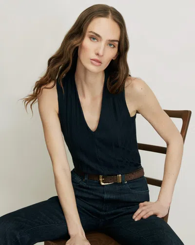 Veronica Beard Evania V-neck Tank Top In Blue