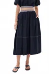 Veronica Beard Evelina Midi Skirt In Navy In Blue