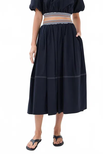 Veronica Beard Evelina Midi Skirt In Navy In Blue