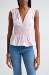 VERONICA BEARD VERONICA BEARD EVRA SLEEVELESS SMOCK WAIST PEPLUM TOP