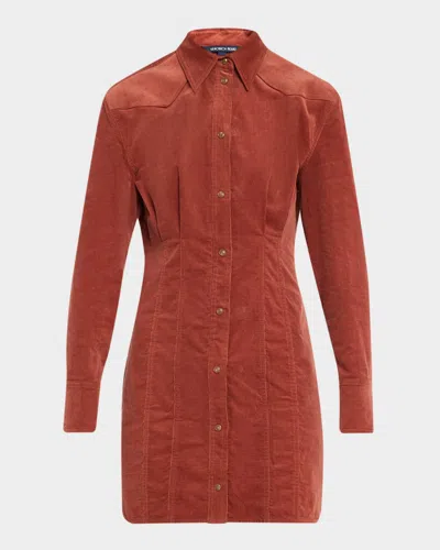 Veronica Beard Evren Cotton Stretch Mini Dress In Brown