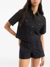 Veronica Beard Eyelet-embroidered Short-sleeve Shirt In Black