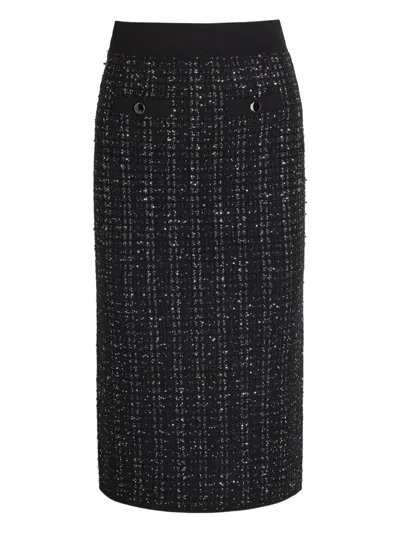 Veronica Beard Eyelet Tweed Skirt In Black