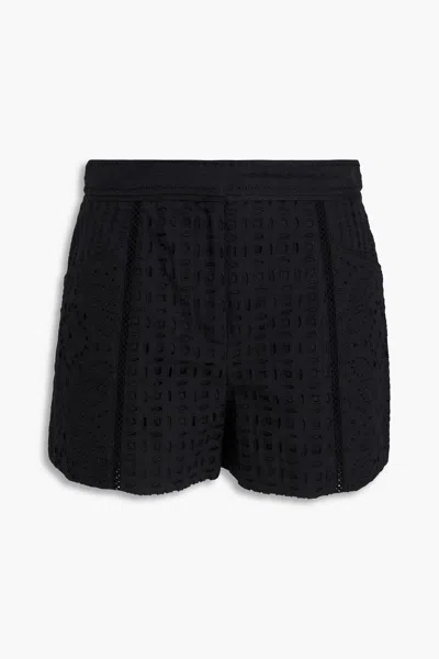 Veronica Beard Fabian Cotton Eyelet Shorts In Black
