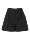 Veronica Beard Fabian Eyelet-embroidered Shorts In Black