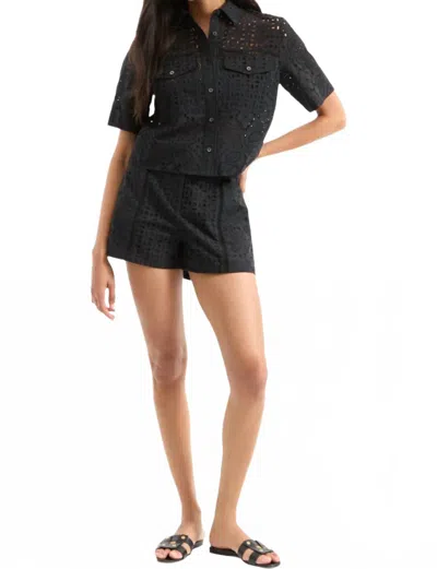 Veronica Beard Fabian Eyelet Short In Black