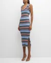 Veronica Beard Fabiana Gestreiftes Midikleid Aus Rippstrick In Blue Multi