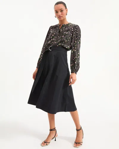 Veronica Beard Facia A-line Midi Skirt In Black