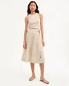 Veronica Beard Facia Belted A-line Midi Skirt In Neutral