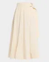 Shop Veronica Beard Facia Belted A-line Midi Skirt In Limestone