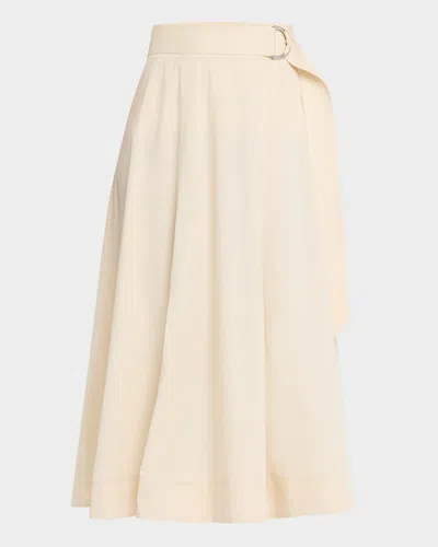 Veronica Beard Facia Belted A-line Midi Skirt In Limestone