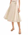 Veronica Beard Facia Belted A-line Midi Skirt In Neutral