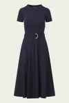 VERONICA BEARD FACIA MIXED-MEDIA DRESS IN NAVY