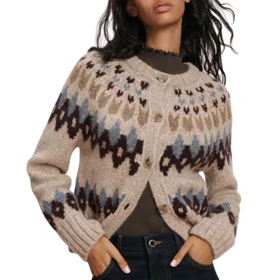 Veronica Beard Faireisle Cardigan In Oatmeal Melange Multi