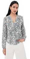 Veronica Beard Farah Printed Silk-blend Blouse In Gray
