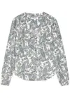 Veronica Beard Farah Printed Silk-blend Blouse In Ecru