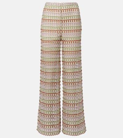 Veronica Beard Womens Deep Ochre Dove Multi Fatima Wide-leg Crochet-knit Trousers