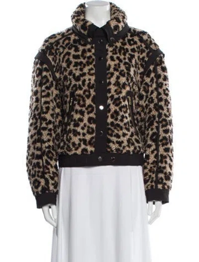 Pre-owned Veronica Beard Faux Fur Animal Print Faux Fur Jacket In Neutrals