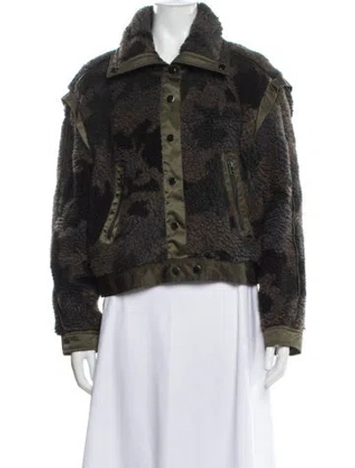 Pre-owned Veronica Beard Faux Fur Jacket In Green