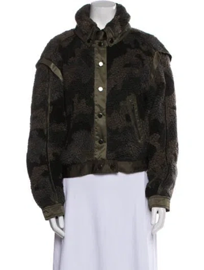 Pre-owned Veronica Beard Faux Fur Jacket In Green