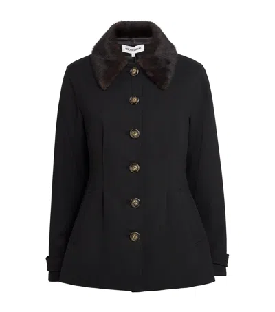 Veronica Beard Faux Fur-trim Severine Jacket In Blue