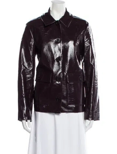 Pre-owned Veronica Beard Faux Leather Biker Jacket W/ Tags In Purple
