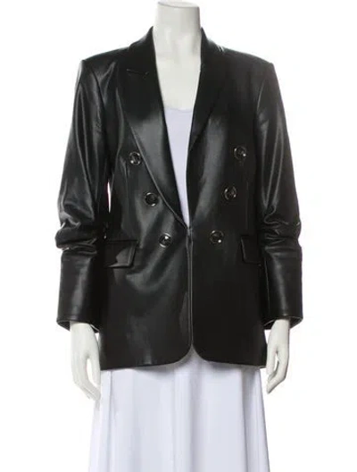 Pre-owned Veronica Beard Faux Leather Blazer In Black