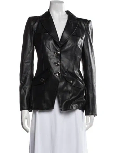 Pre-owned Veronica Beard Faux Leather Blazer In Black