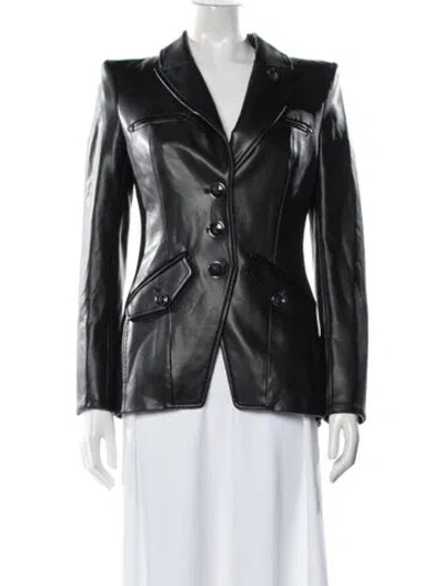 Pre-owned Veronica Beard Faux Leather Blazer In Black