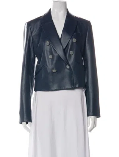 Pre-owned Veronica Beard Faux Leather Blazer In Green