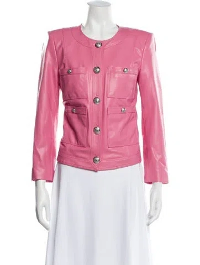 Pre-owned Veronica Beard Faux Leather Evening Jacket In Pink
