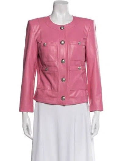 Pre-owned Veronica Beard Faux Leather Evening Jacket In Pink