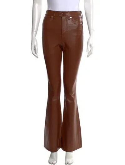 Pre-owned Veronica Beard Faux Leather Flared Pants W/ Tags In Brown