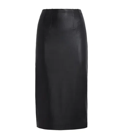 Veronica Beard Faux Leather Holmes Midi Skirt In Black