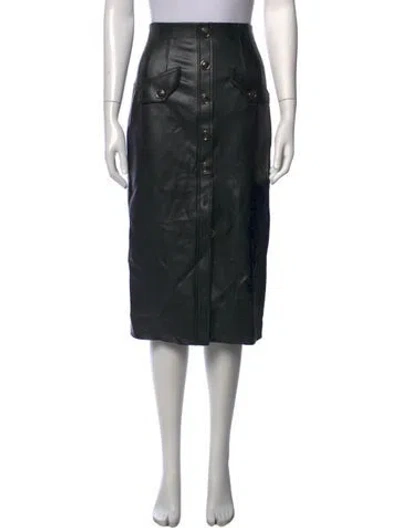 Pre-owned Veronica Beard Faux Leather Midi Length Skirt In Black