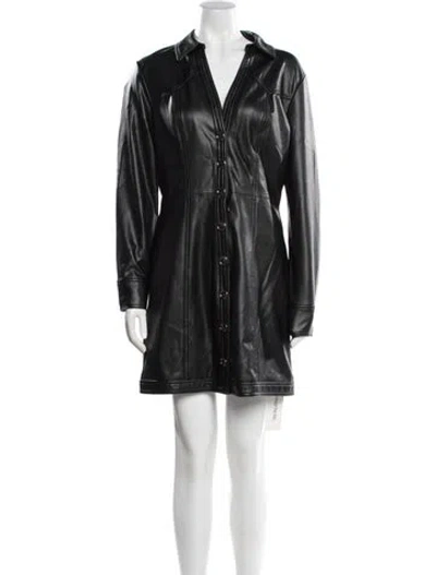 Pre-owned Veronica Beard Faux Leather Mini Dress In Black
