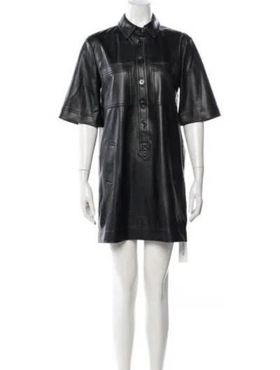 Pre-owned Veronica Beard Faux Leather Mini Dress In Black