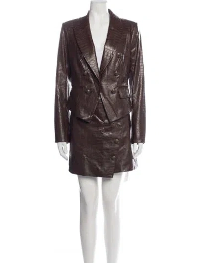 Pre-owned Veronica Beard Faux Leather Skirt Set In Brown