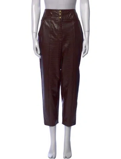 Pre-owned Veronica Beard Faux Leather Straight Leg Pants In Brown