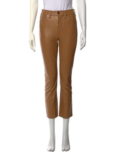 Pre-owned Veronica Beard Faux Leather Straight Leg Pants In Brown