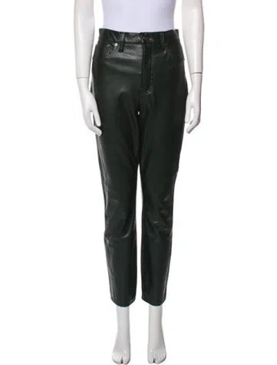 Pre-owned Veronica Beard Faux Leather Straight Leg Pants In Green